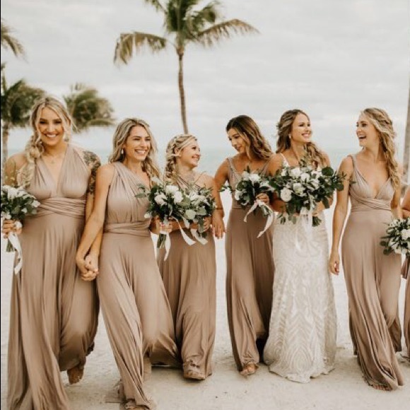 tricks of the trade taupe maxi dress